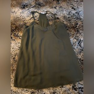 Olive Green V Neck Spaghetti Strap Tank Top